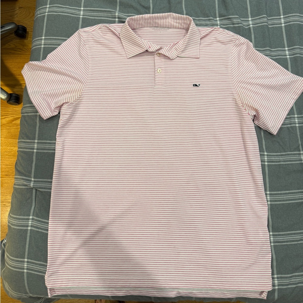 Vineyard Vines Pink and White Polo Shirt